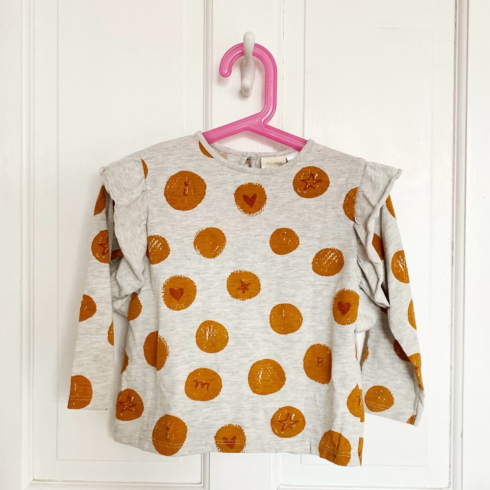 Zara girls ruffle sleeve shirt